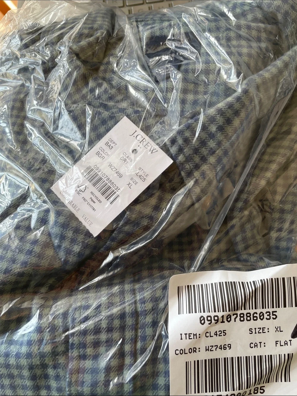 J. Crew Brushed Twill Shirt Size XL NEW w/ Tag